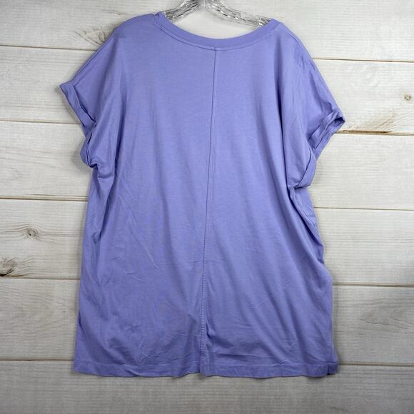 Banana Republic T-Shirt XL Womens Purple Cozy Slub V Neck Cuffed Short Sleeve - Picture 9 of 9